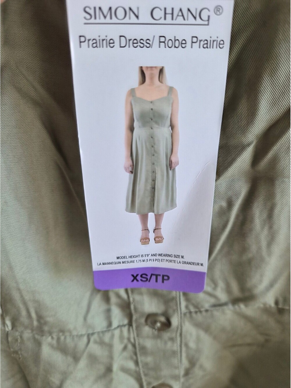Simon Chang Prairie Dress in Olive Green XS 0319